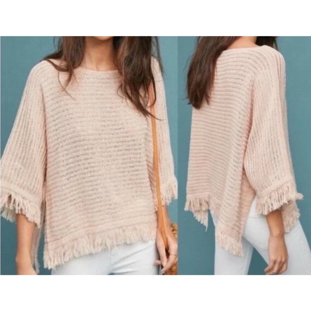 Anthropologie‎ Akemi + kim Lara Muted Pink Poncho Sweater XS Oversized
